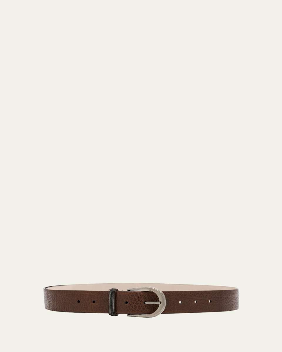 Calf Leather Belt W/ Brass Buckl